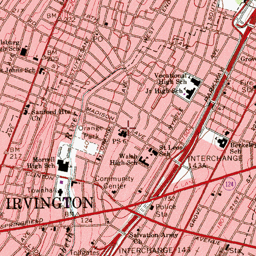 Topographic Map of Madison Avenue Elementary School, NJ