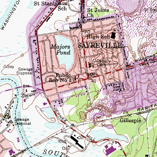 Topographic Map of Public School Number 2, NJ