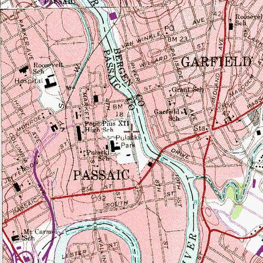 Topographic Map of Pulaski Park, NJ