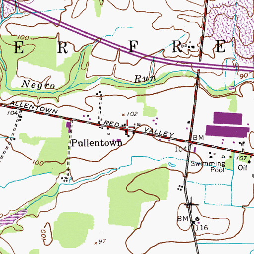 Topographic Map of Pullentown, NJ