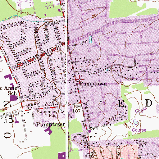 Topographic Map of Pumptown, NJ