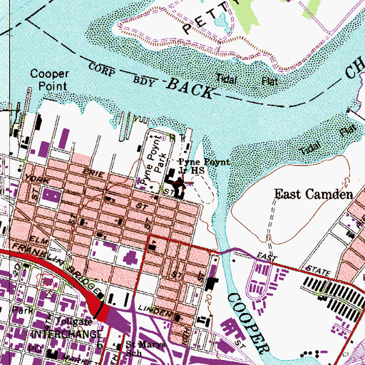 Topographic Map of Pyne Poynt Middle School, NJ