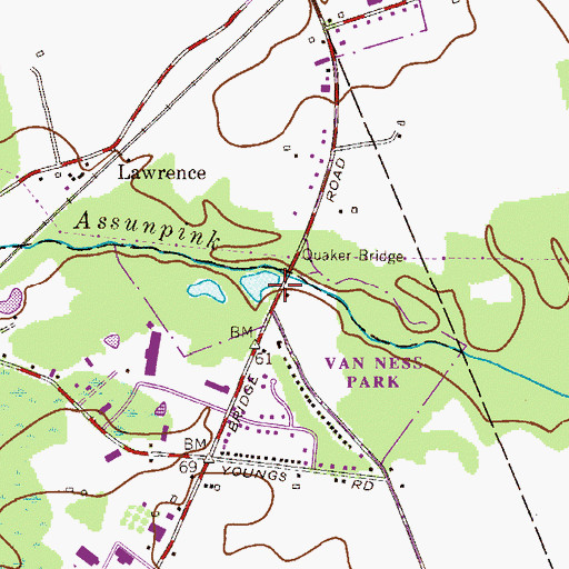 Topographic Map of Quaker Bridge, NJ