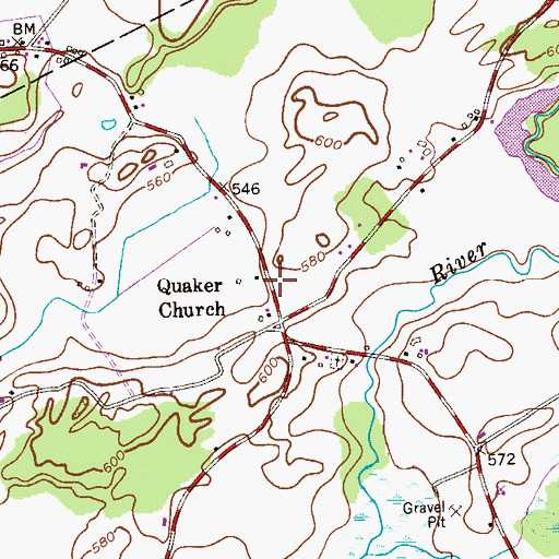 Topographic Map of Quaker Church, NJ