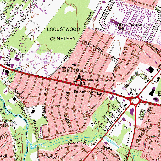 Topographic Map of Queen of Heaven Church, NJ