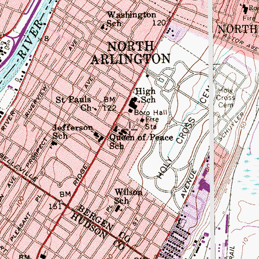 Topographic Map of Queen of Peace School, NJ