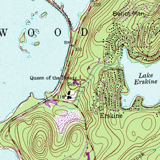 Topographic Map of Queen of the Rosary School, NJ