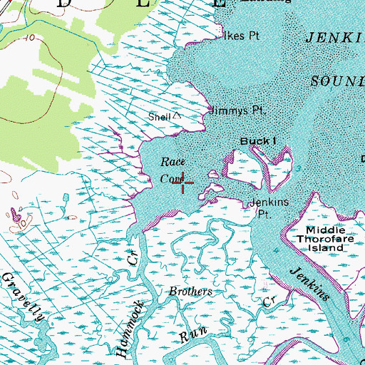 Topographic Map of Race Cove, NJ
