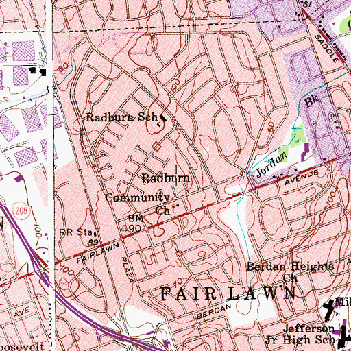 Topographic Map of Radburn, NJ