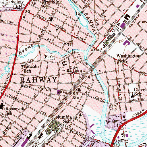 Topographic Map of Rahway, NJ