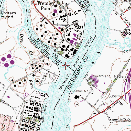 Topographic Map of Rahway River, NJ