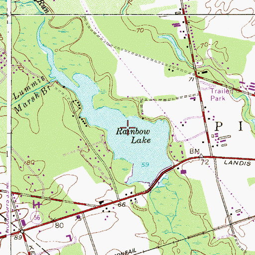 Topographic Map of Rainbow Lake, NJ