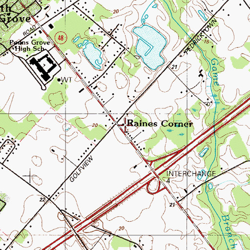 Topographic Map of Raines Corner, NJ