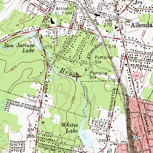 Topographic Map of Ramsey Brook, NJ
