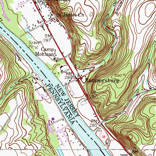 Topographic Map of Ramseysburg, NJ