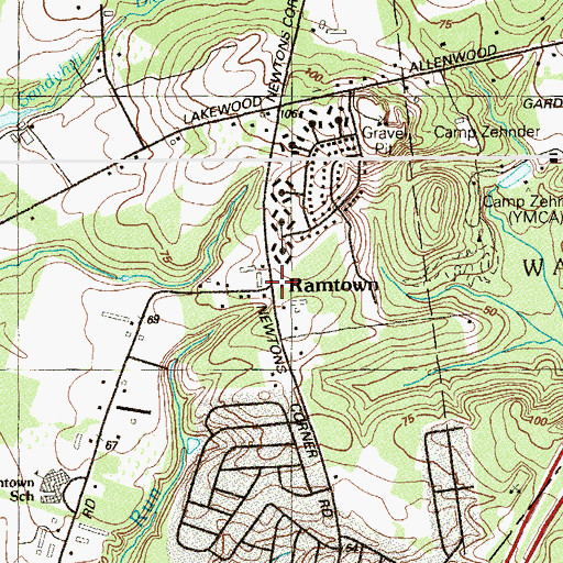 Topographic Map of Ramtown, NJ