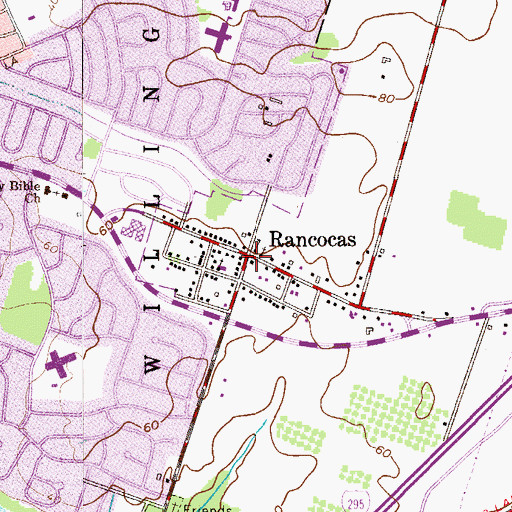 Topographic Map of Rancocas, NJ