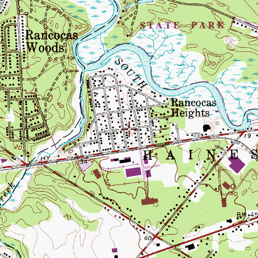 Topographic Map of Rancocas Heights, NJ