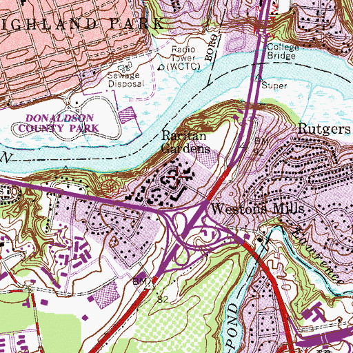 Topographic Map of Raritan Gardens, NJ