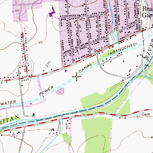 Topographic Map of Raritan Water Power Canal, NJ