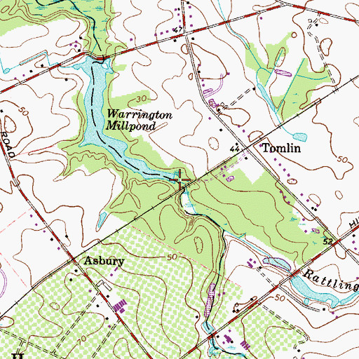Topographic Map of Rattling Run, NJ