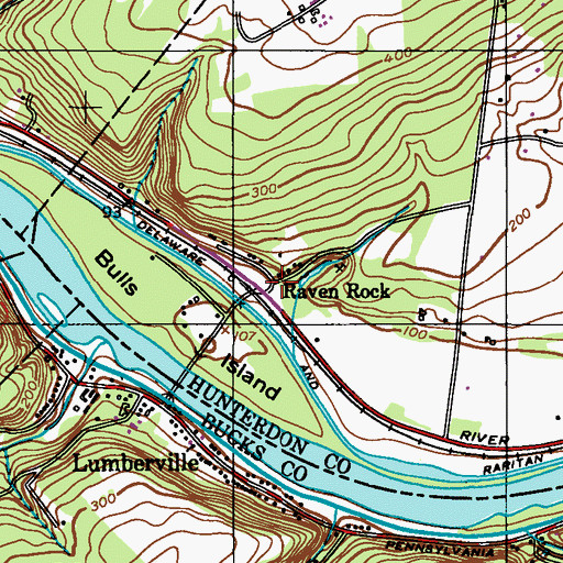 Topographic Map of Raven Rock, NJ