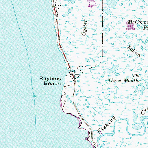 Topographic Map of Raybins Beach, NJ