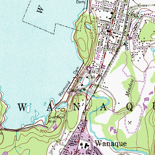 Topographic Map of Raymond Dam, NJ