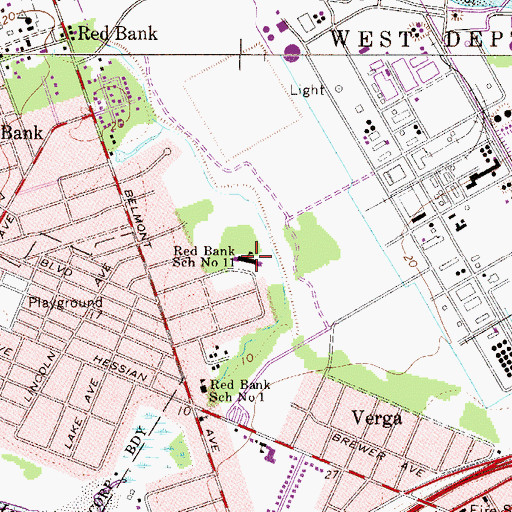 Topographic Map of Red Bank Elementary School, NJ