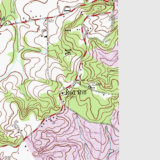 Topographic Map of Red Hill, NJ
