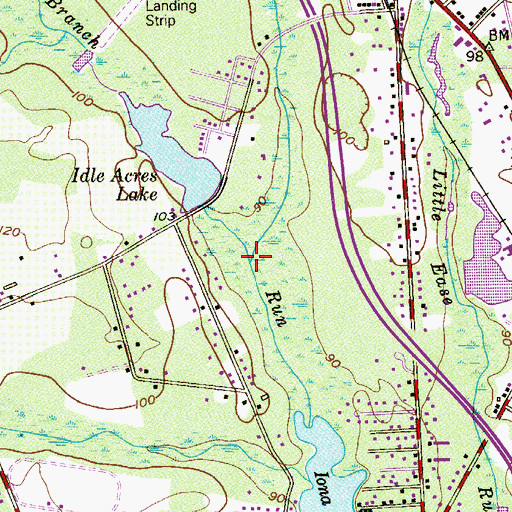 Topographic Map of Reed Branch, NJ