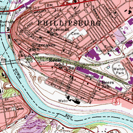 Topographic Map of Reese School, NJ