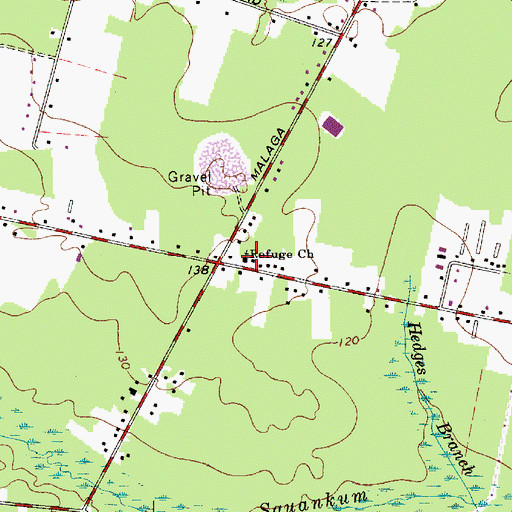 Topographic Map of Refuge Church, NJ