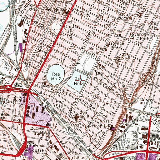 Topographic Map of Reservoir Number Three, NJ