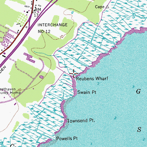 Topographic Map of Reubens Wharf, NJ