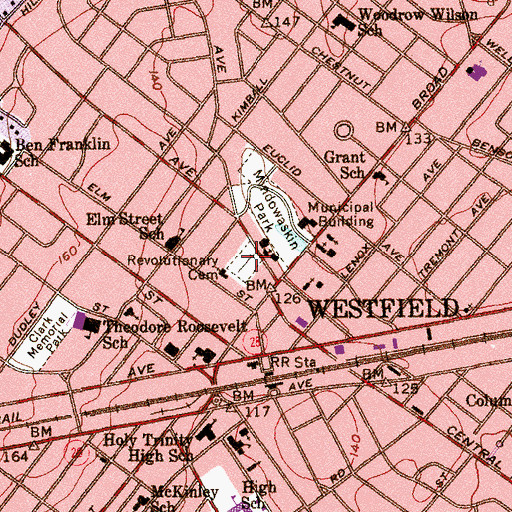 Topographic Map of Revolutionary Cemetery, NJ