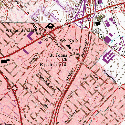 Topographic Map of Richfield, NJ