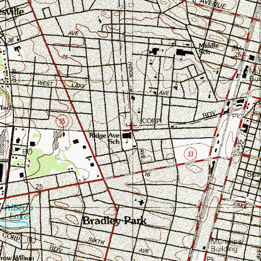 Topographic Map of Ridge Avenue Elementary School, NJ
