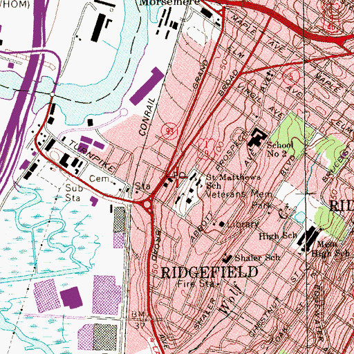 Topographic Map of Ridgefield, NJ