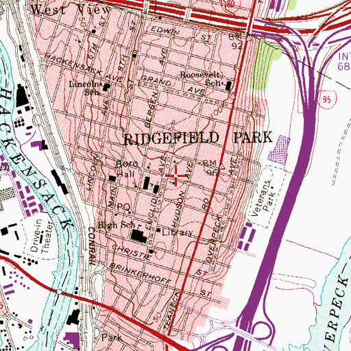 Topographic Map of Ridgefield Park, NJ