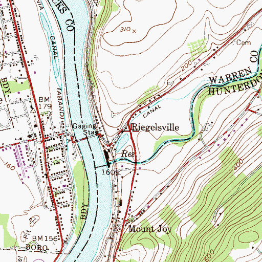 Topographic Map of Riegelsville, NJ