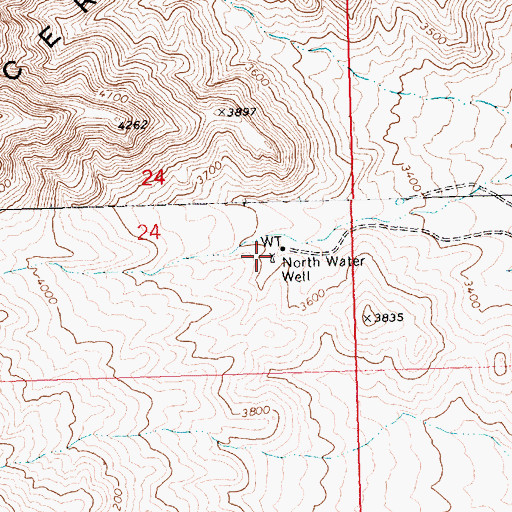 Topographic Map of North Water Well, AZ