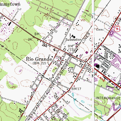 Topographic Map of Rio Grande, NJ