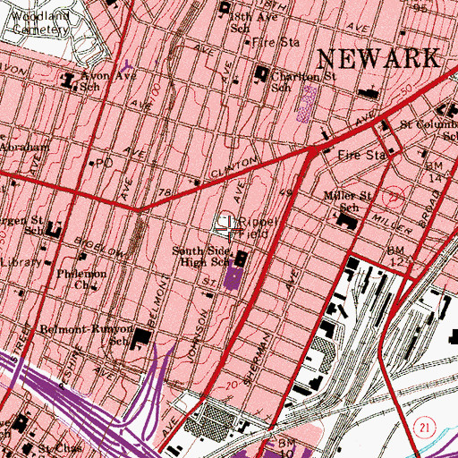 Topographic Map of Rippel Field, NJ