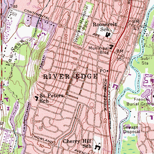 Topographic Map of River Edge, NJ