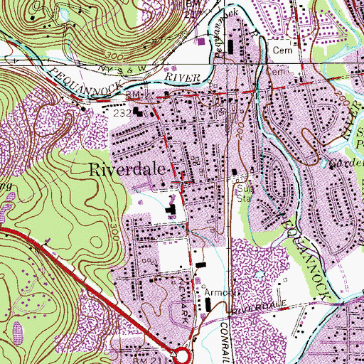 Topographic Map of Riverdale, NJ