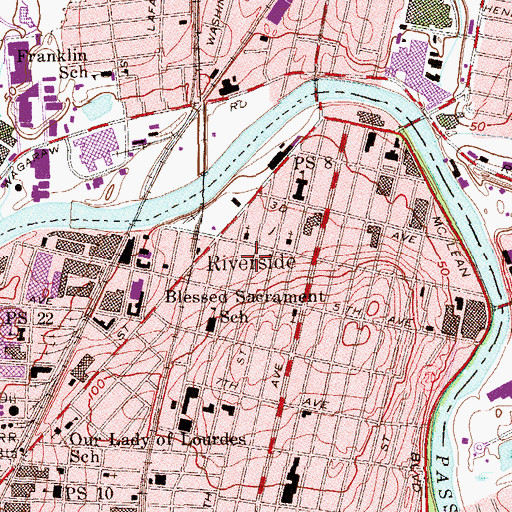 Topographic Map of Riverside, NJ