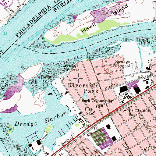 Topographic Map of Riverside Park, NJ