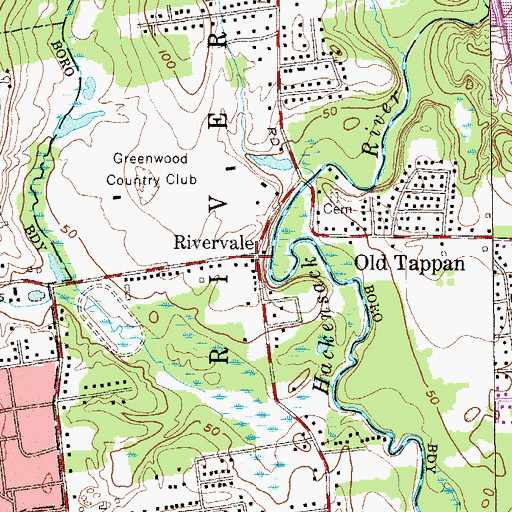Topographic Map of Rivervale, NJ