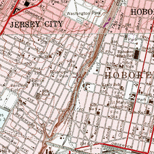 Topographic Map of Riverview Park, NJ